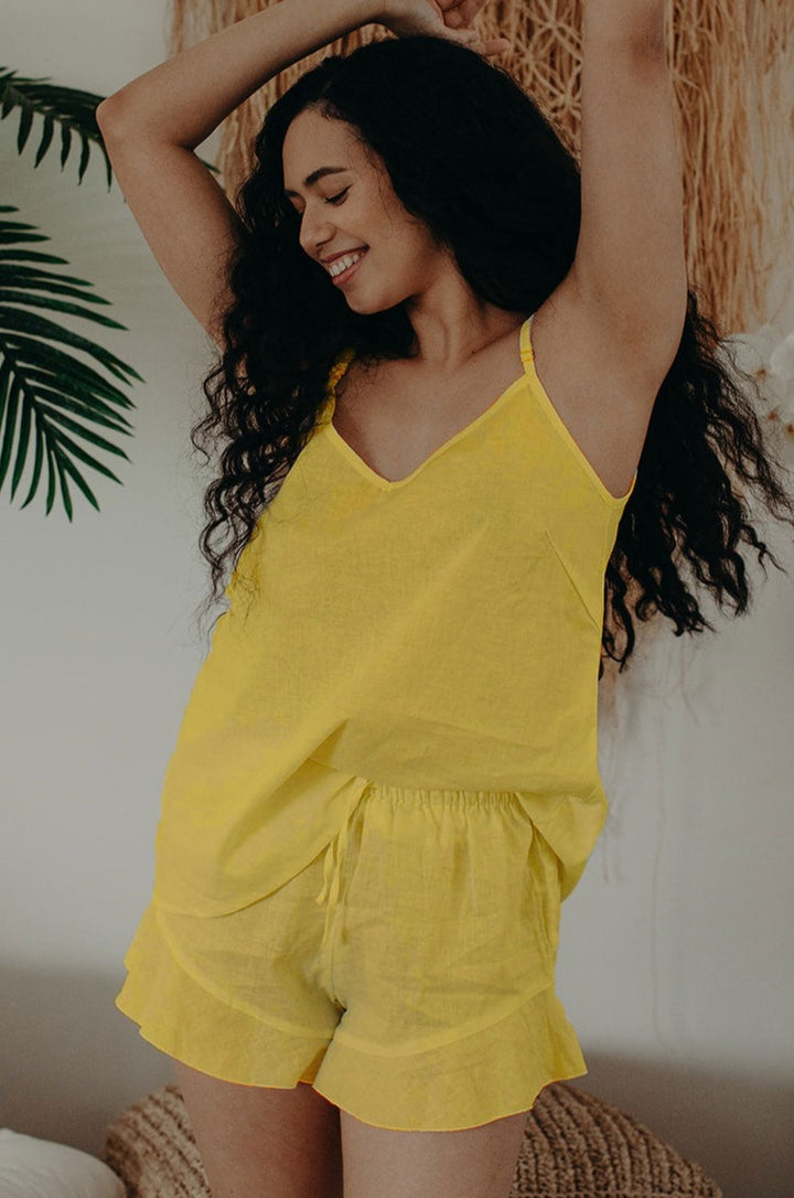 hemp and organic cotton set in sunshine yellow