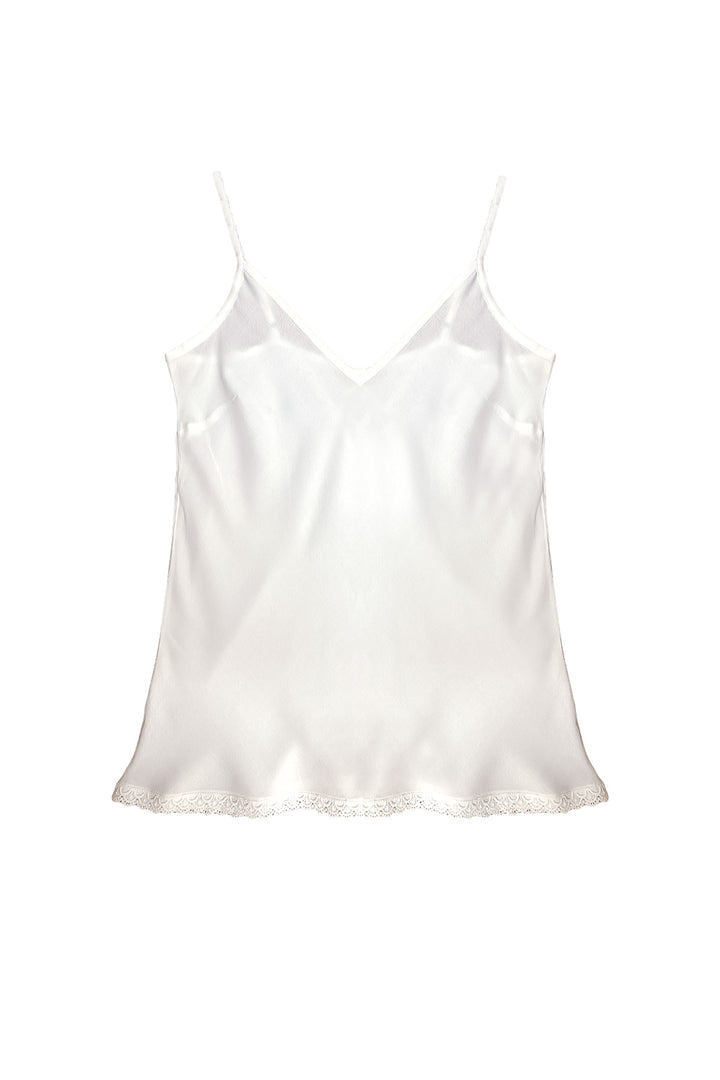 Frea crepe camisole with lace trim in natural