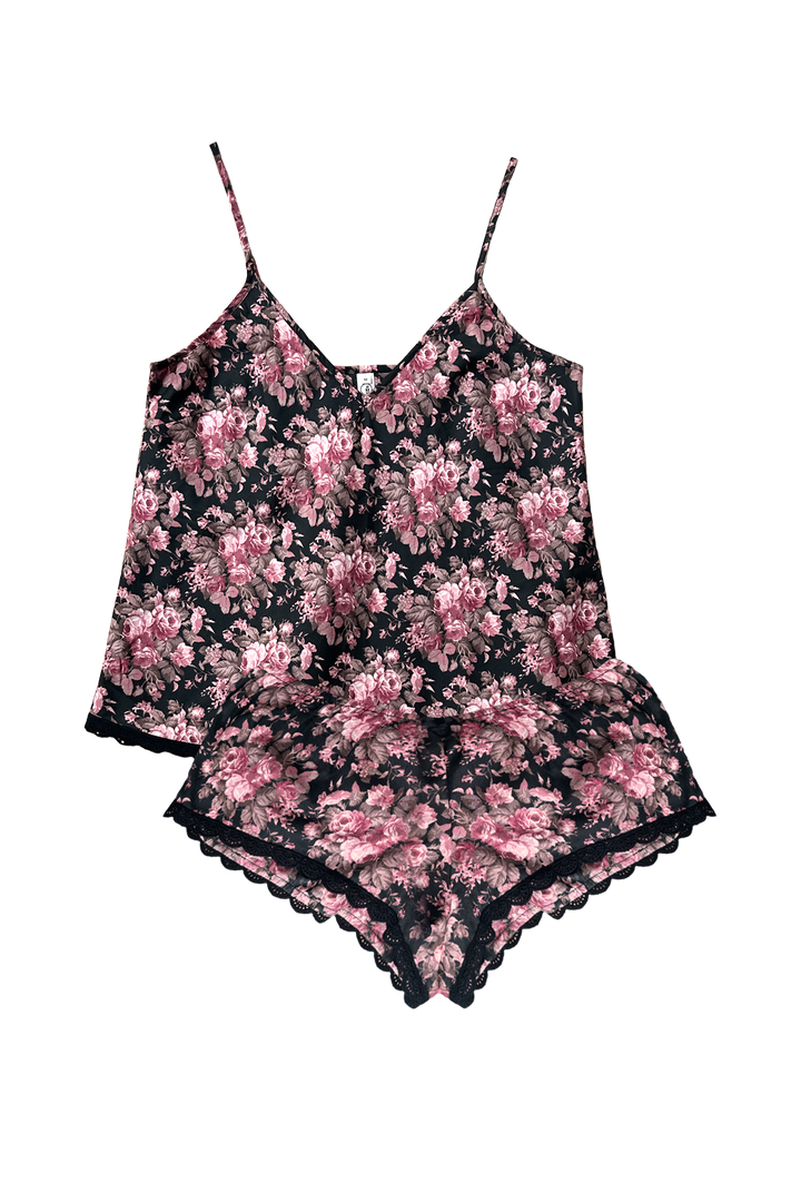 Darkrose Cami & Shorts Set – 100% Cotton with Lace Trim