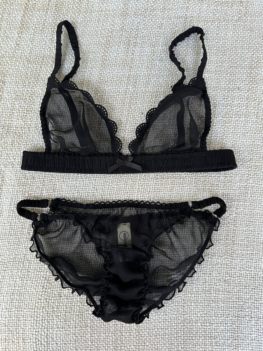 Chiffon Bella Bralette & String Bikini in black
