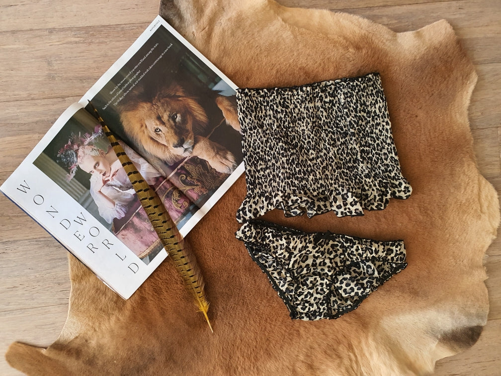 flatlay of cotton underwear in leopard print