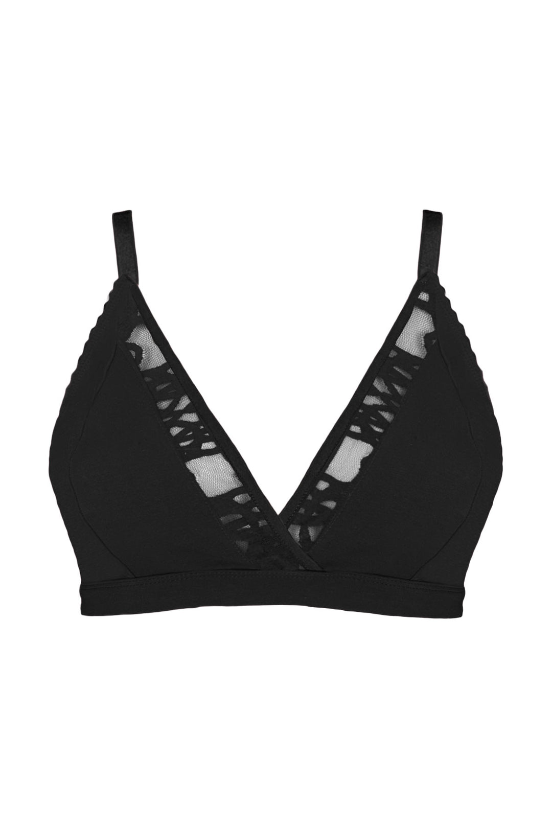 Organic cotton soft cup bralette for G cup bust sizes in black