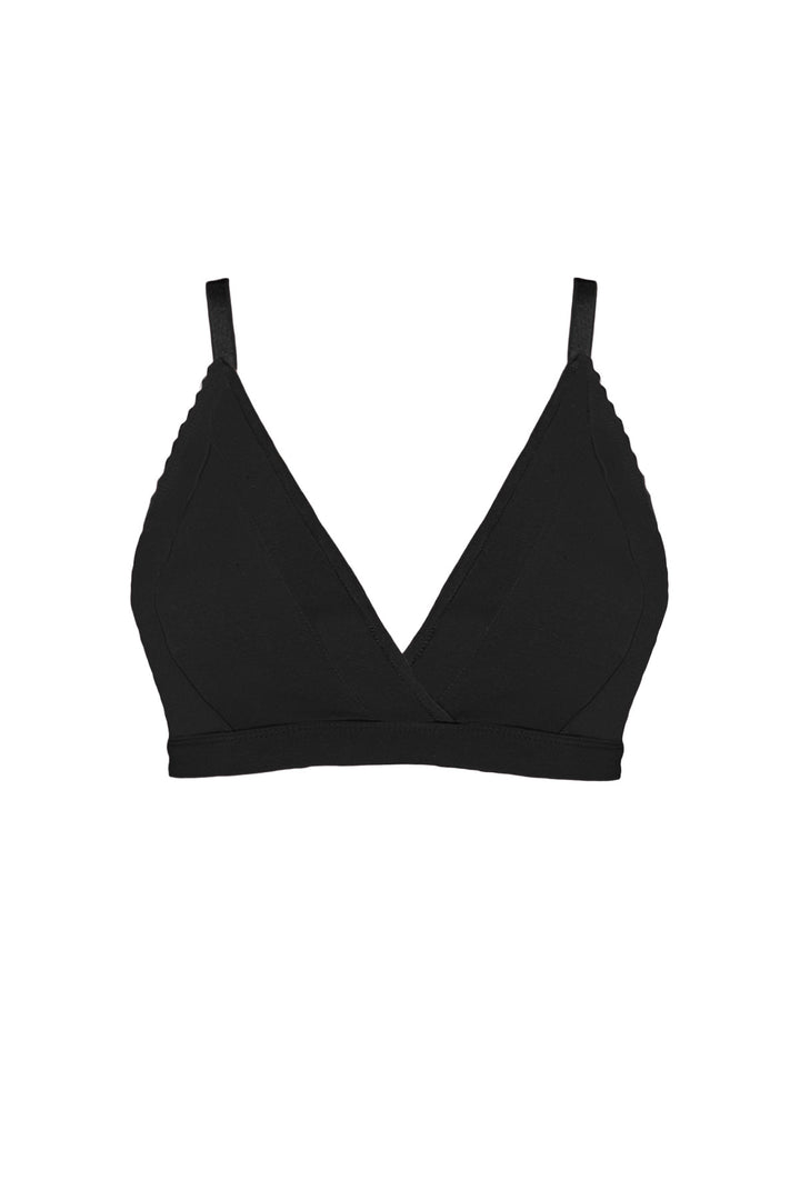 product image of black bralette in organic cotton
