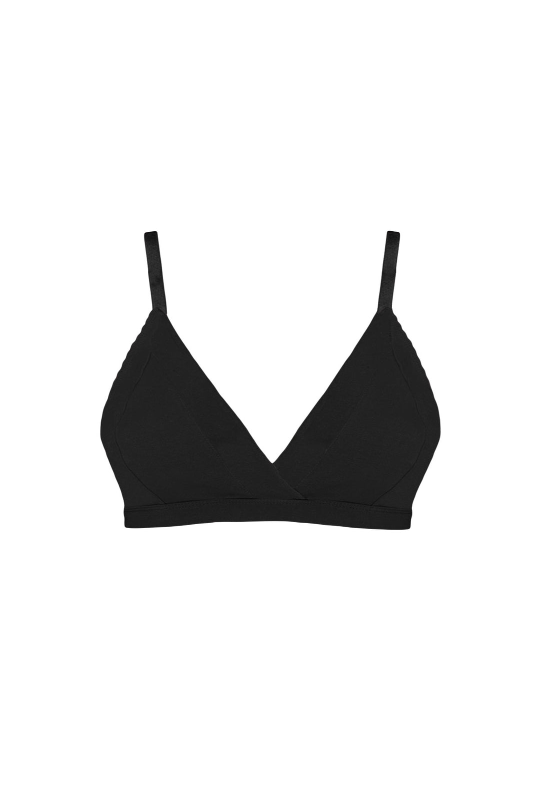 Black organic cotton bralette on a white background