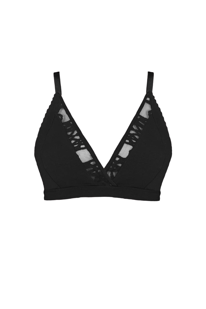 Organic cotton soft cup bralette for G cup bust sizes in black