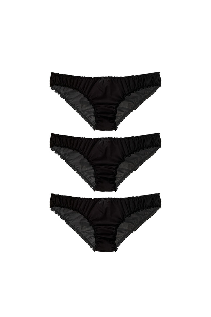 Ruffle Knicker Trio in Black