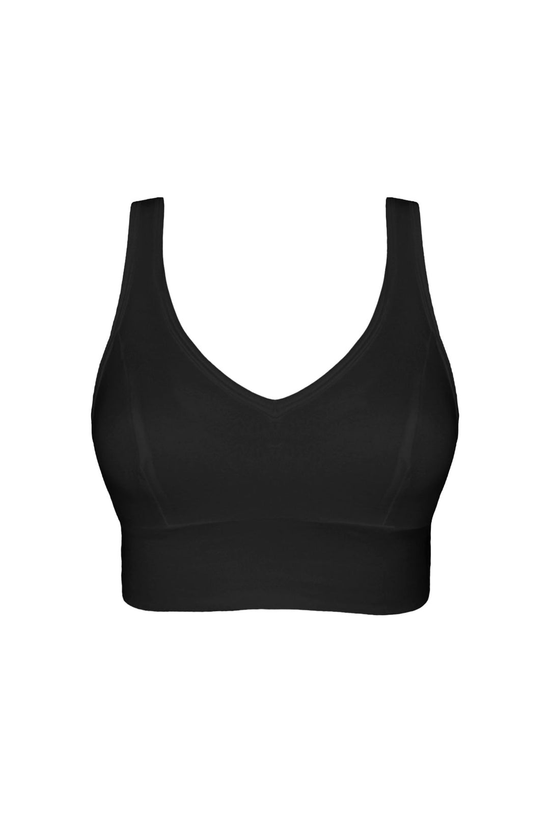 flatlay of black crop bralette for larder cup sizes
