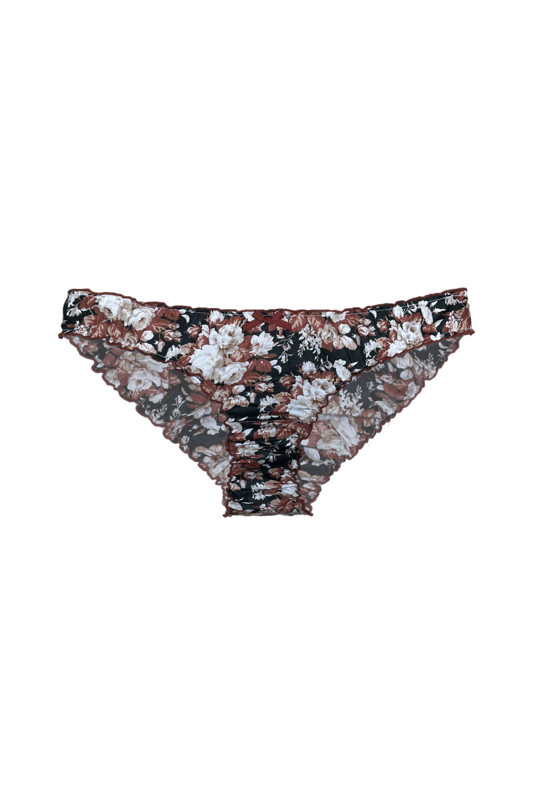 cotton ruffle knickers in dark rose print