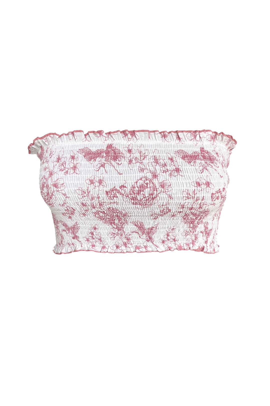 Organic bandeau in pink chinoiserie
