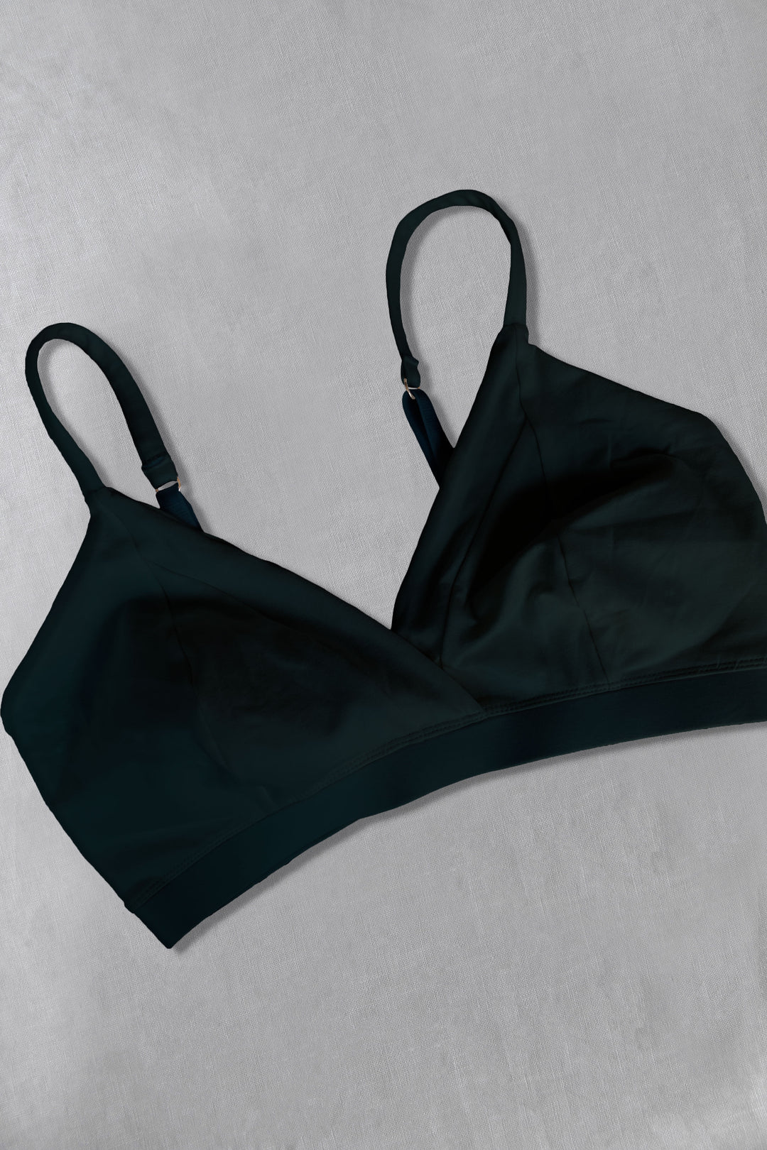flatlay of organic cotton black bralette for larger bust sizes