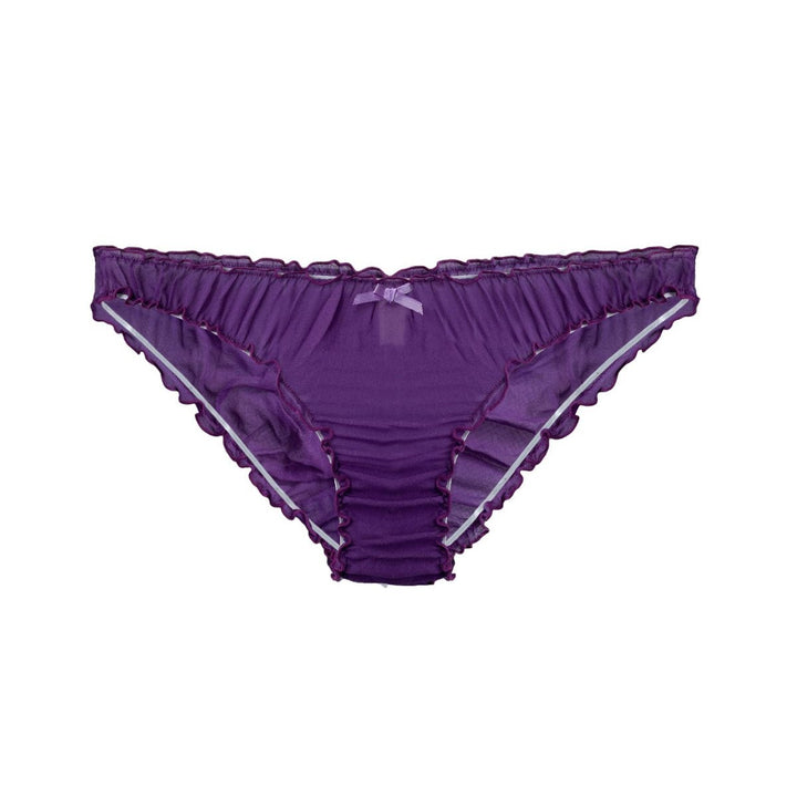 Ruffle knickers in silk chiffon in violet