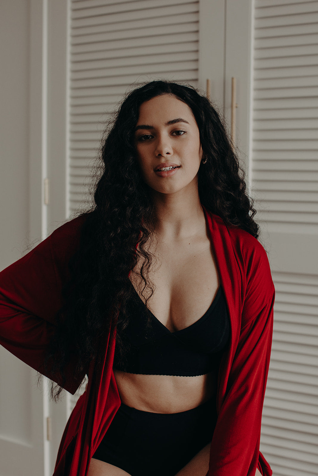 Stella long line bralette in black