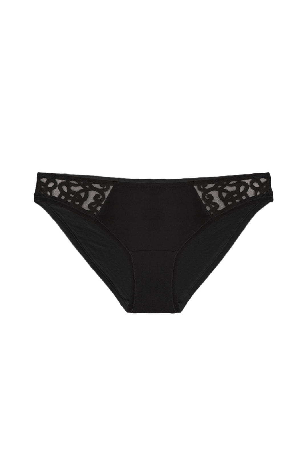organic cotton underwear with lace trim in black