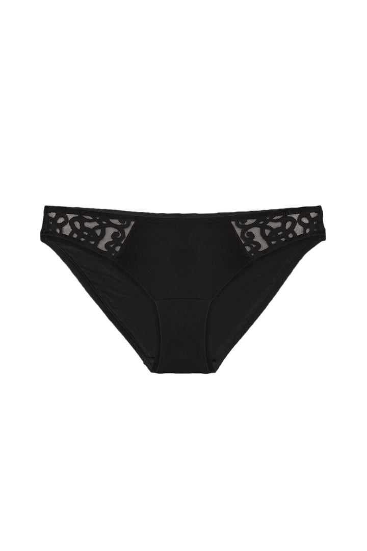 organic cotton underwear with lace trim in black
