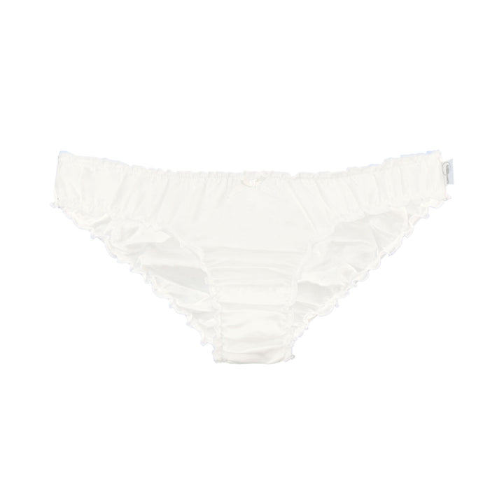 silk cotton ruffle knickers in white, silk knickers, silk underwear, white knickers,
