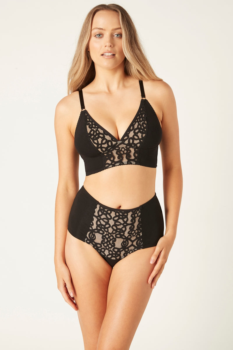 Isabella High Waisted Knickers – Black with Black Lining
