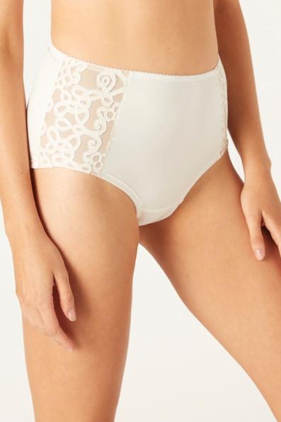 Sophia organic and lace high waisted knickers in natural
