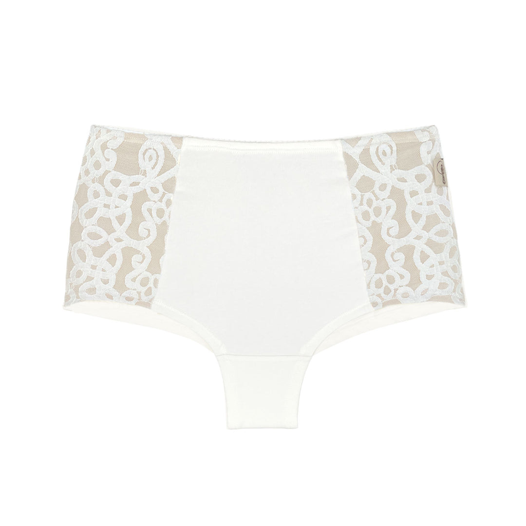 Sophia organic and lace high waisted knickers in natural