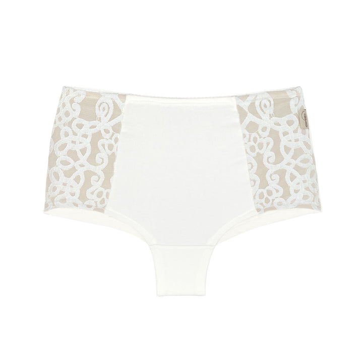 Sophia organic and lace high waisted knickers in natural
