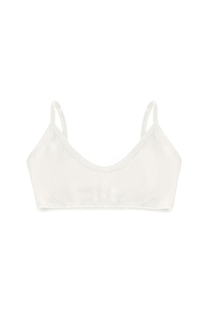 organic cotton crop bra in natural white