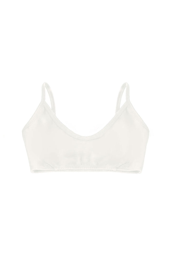 organic cotton crop bra in natural white