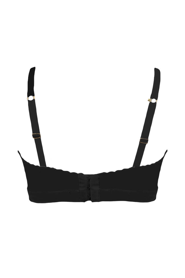product image of back view of black organic cotton bralette