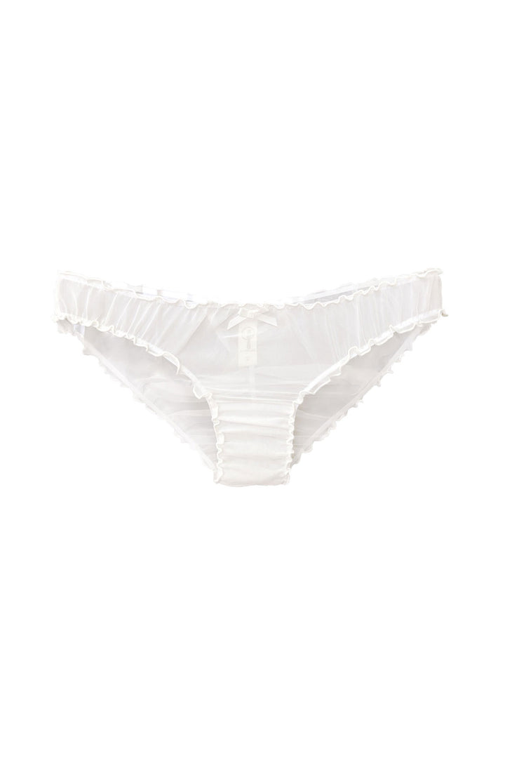 Ruffle knickers in silk chiffon in ivory