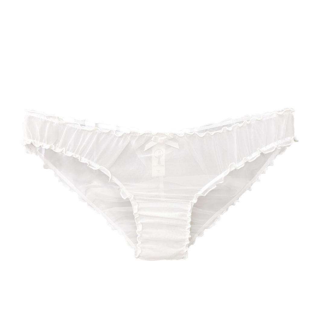 Ruffle knickers in silk chiffon in ivory
