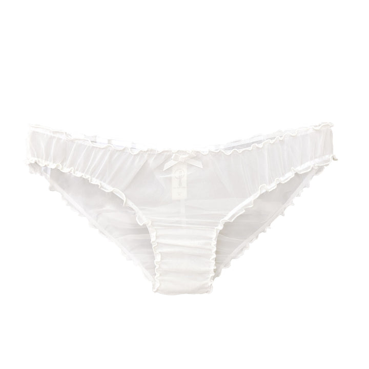 Ruffle knickers in silk chiffon in ivory