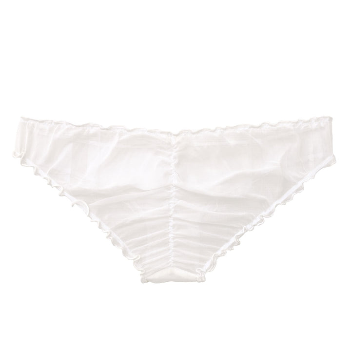 back view of sheer silk frill underwear