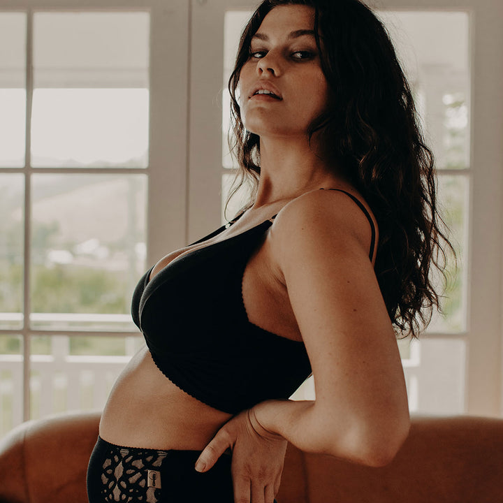 Stella long line bralette in black