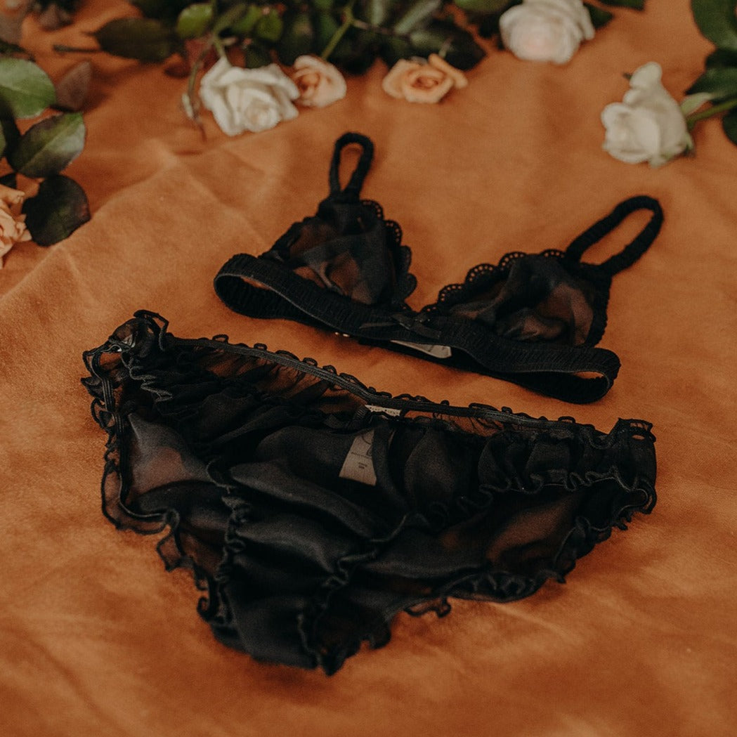 pretty silk lingerie in black