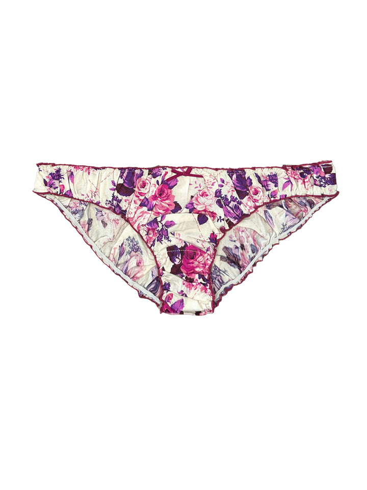 Floral patterned underwear on a white background