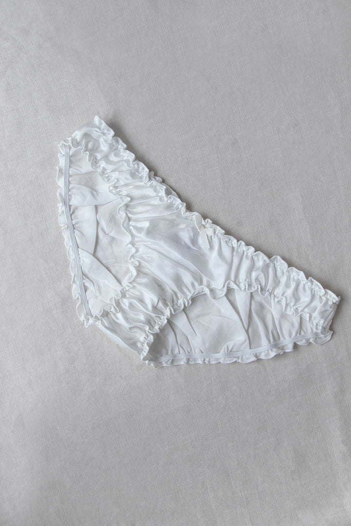 Silk cotton ruffle knickers in ivory