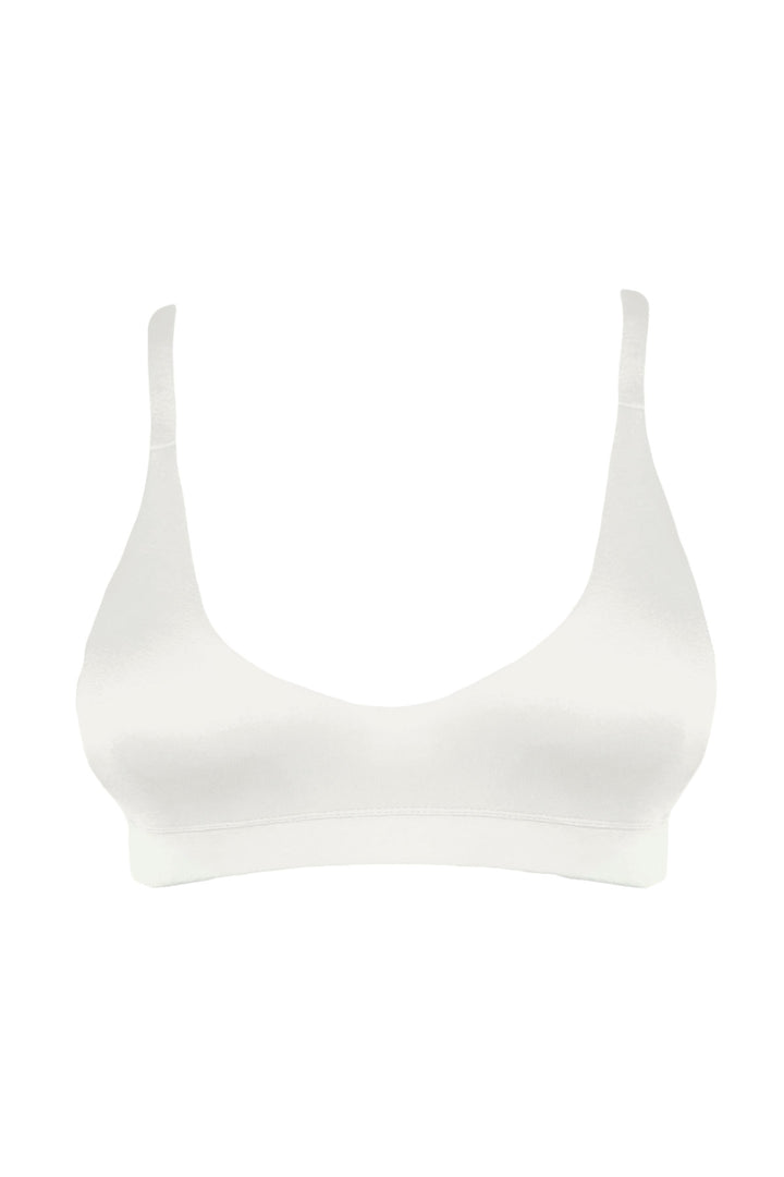 White organic cotton bra on white back ground
