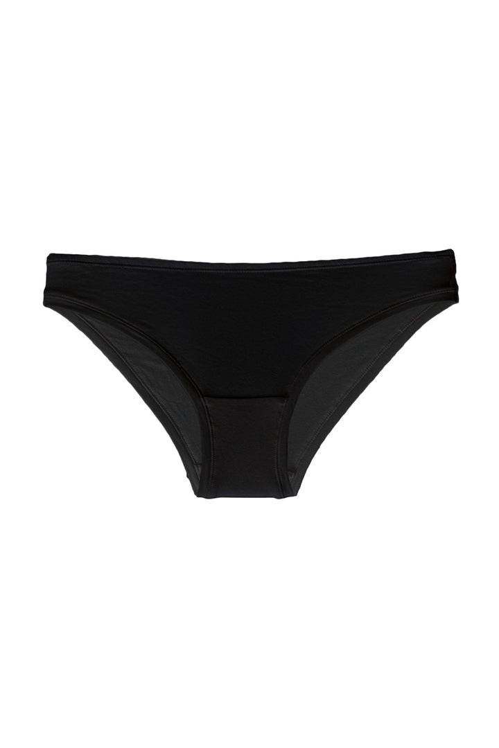 Black bikini briefs on a white background