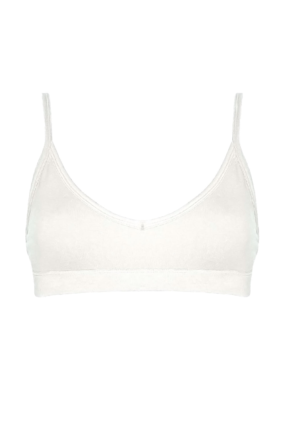 White Organic cotton bralette on white background