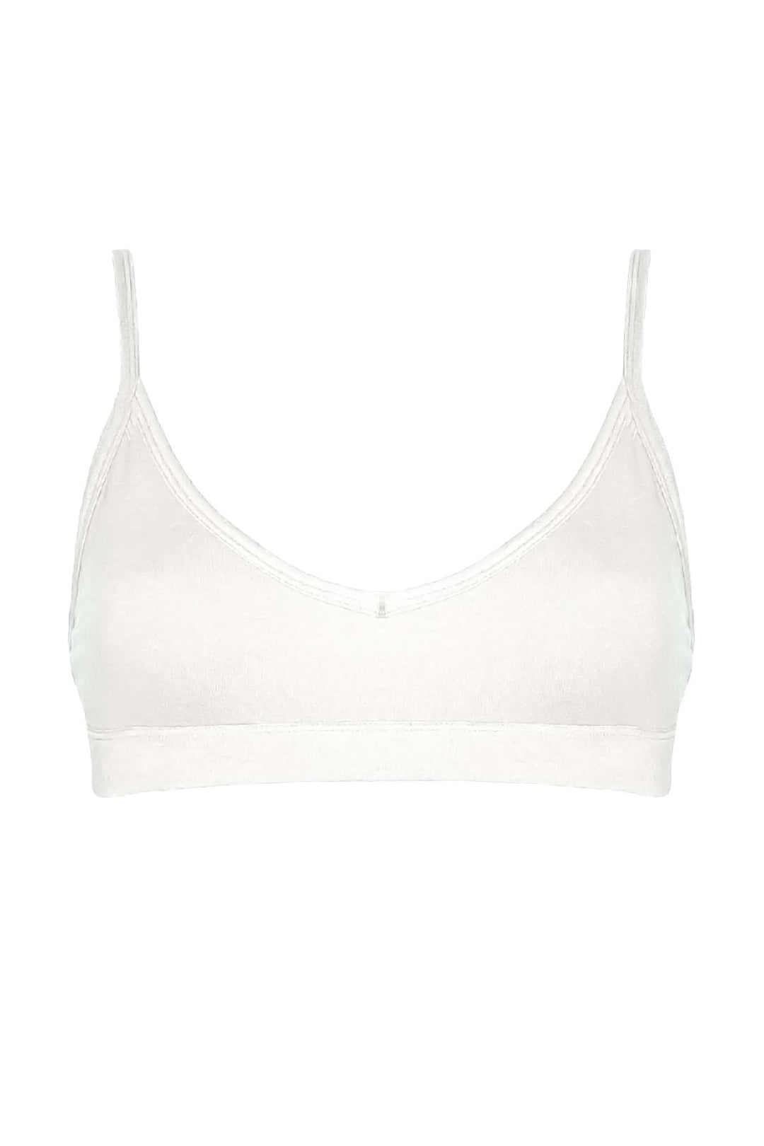 White Organic cotton bralette on white background