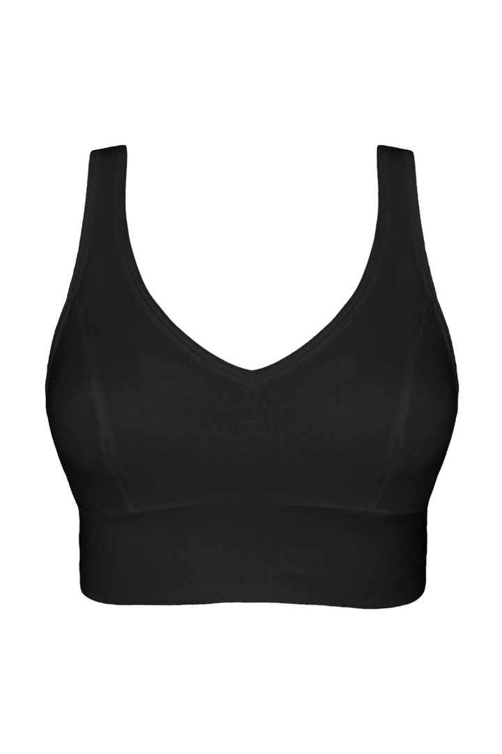Black sports bra on a white background