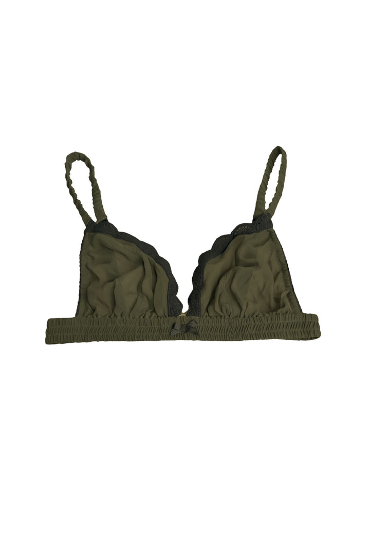Bella sheer silk bralette in olive