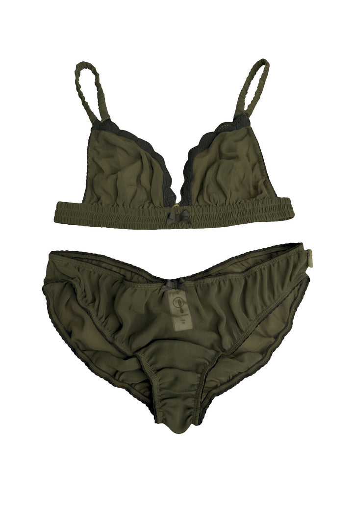 Martina briefs in silk in olive