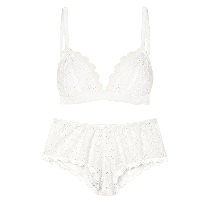 Broderie anglaise bralette & french knickers