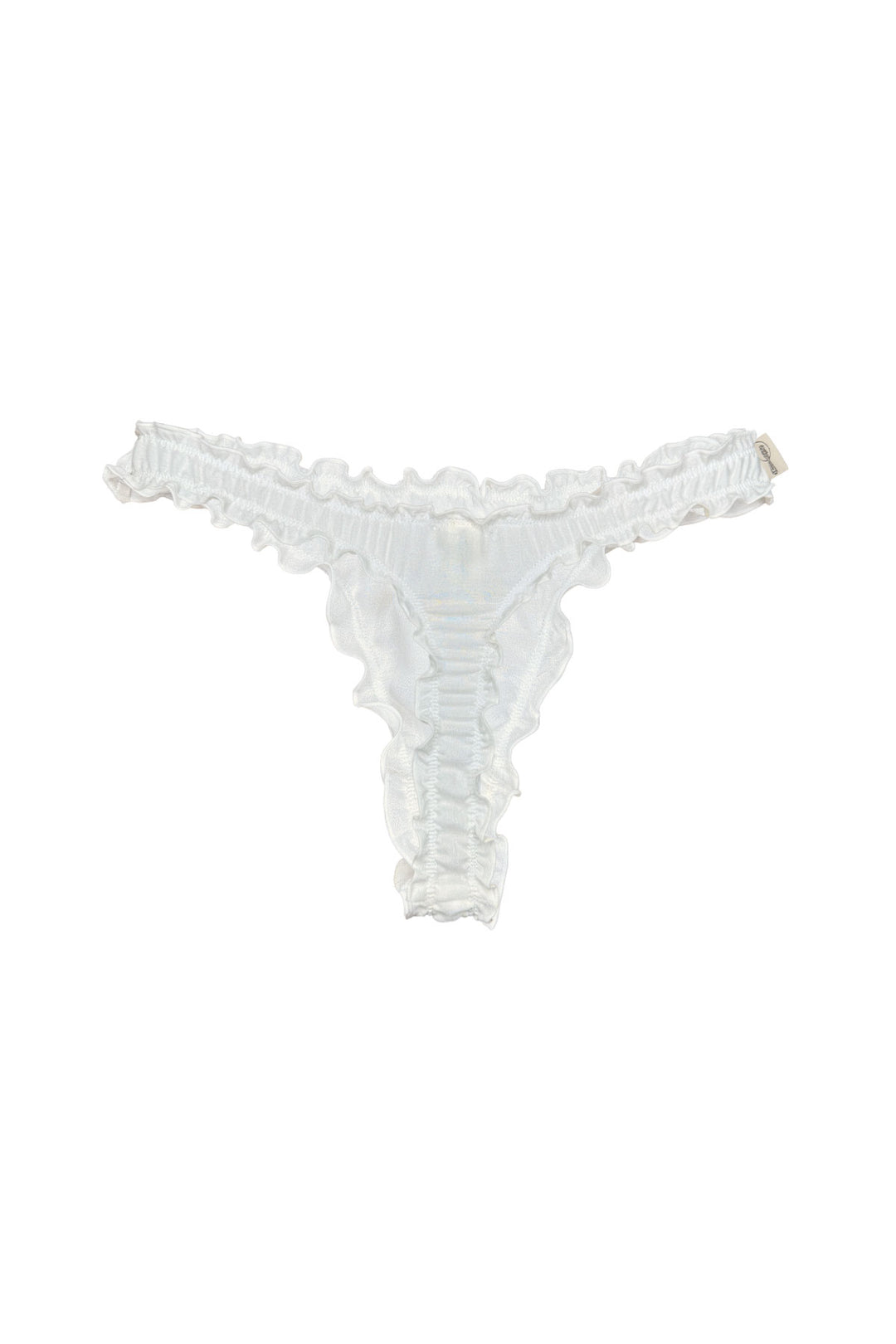 White ruffle thong on a white background