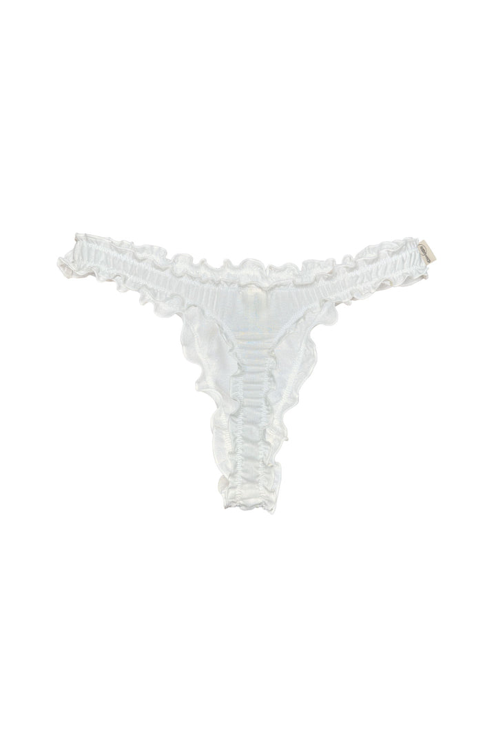 White ruffle thong on a white background
