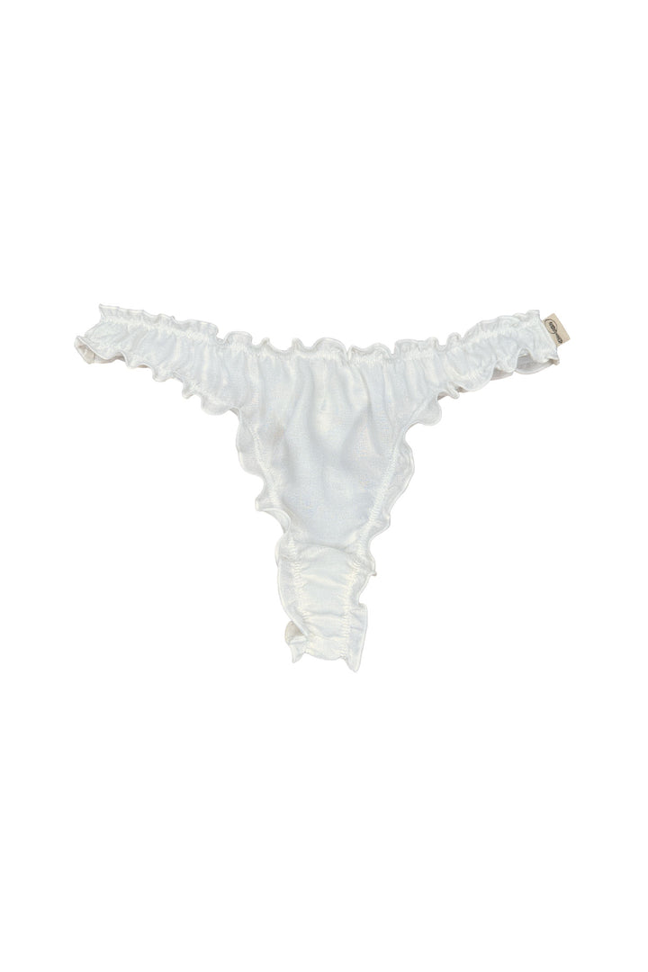 White ruffle thong on a white background