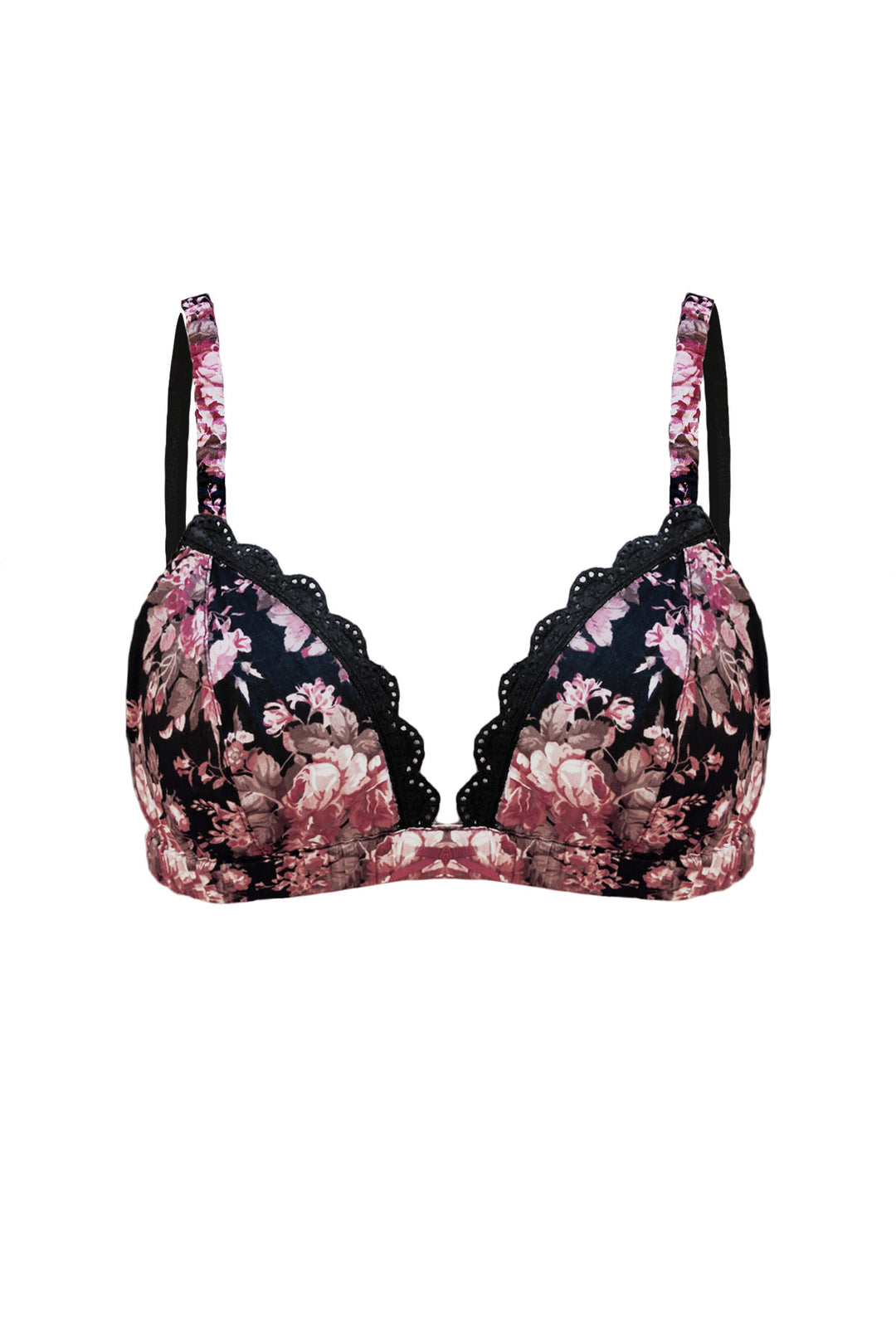 front view of darkrose bella bralette