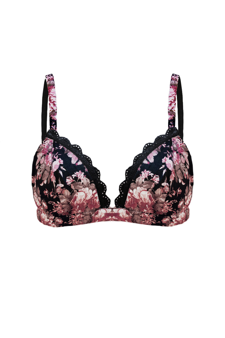 front view of darkrose bella bralette
