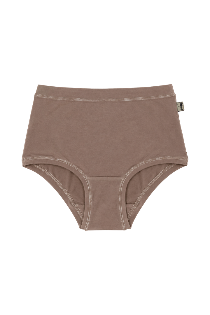 Full brief underwear made from stretch organic cotton in soft brown colour