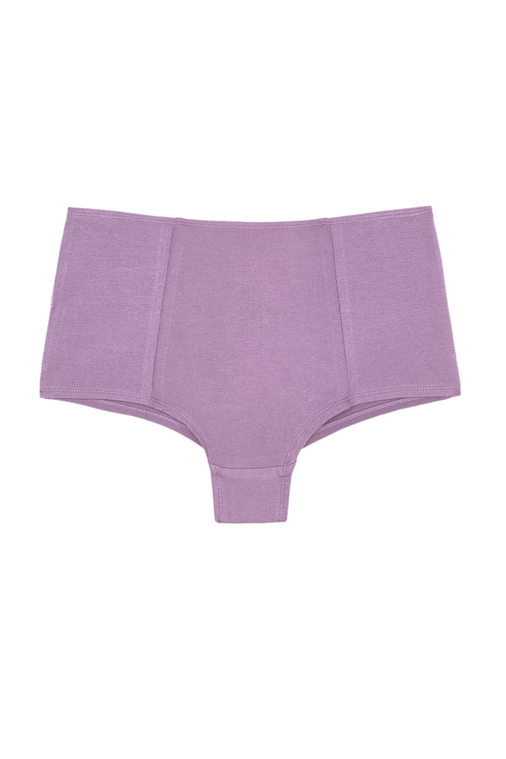 Lavender high-waisted underwear on a white background