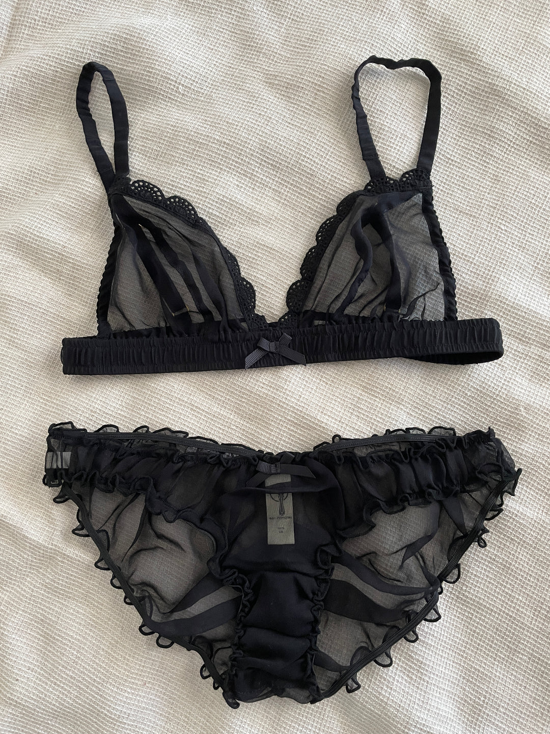 sheer silk set of black lingerie